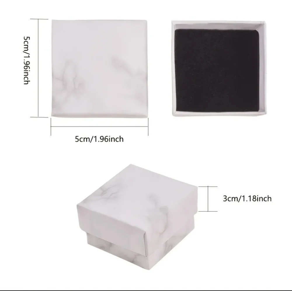 (4) Marble white jewelry ring boxes gift package - Picture 2 of 3